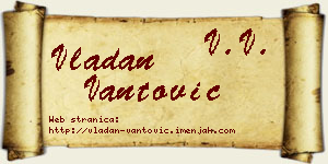 Vladan Vantović vizit kartica
